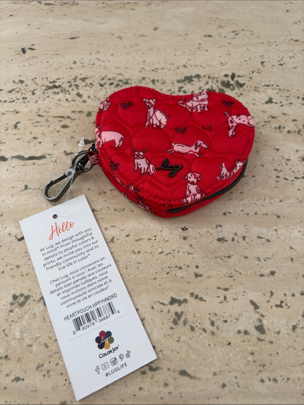 Lug Heart Pouch Happy Hounds Red